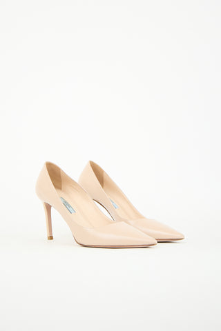 Prada Beige Patent Saffiano Leather Pump