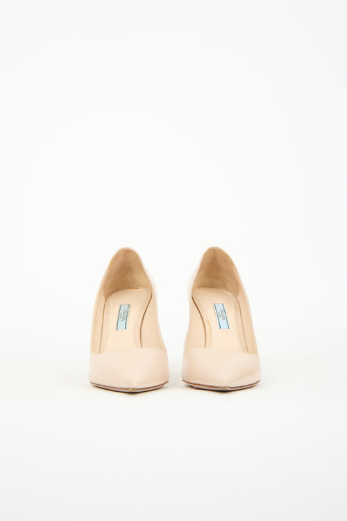 Prada Beige Patent Saffiano Leather Pump