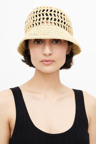 Prada 2022 Beige Raffia Bucket Hat