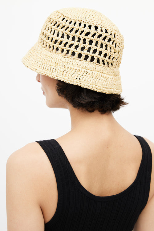 Prada 2022 Beige Raffia Bucket Hat