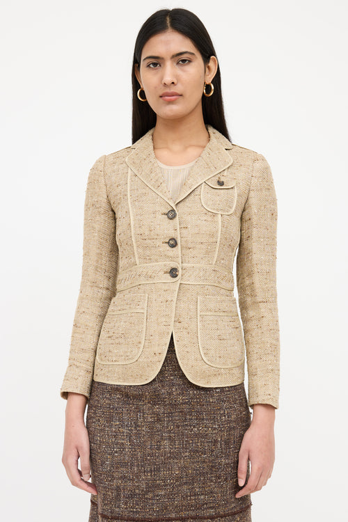 Prada Tweed Button Pocket Blazer