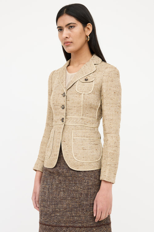 Prada Tweed Button Pocket Blazer