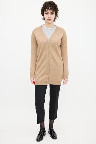 Prada Beige Wool 
Silk Long Cardigan