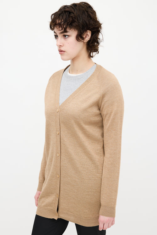 Prada Beige Wool 
Silk Long Cardigan