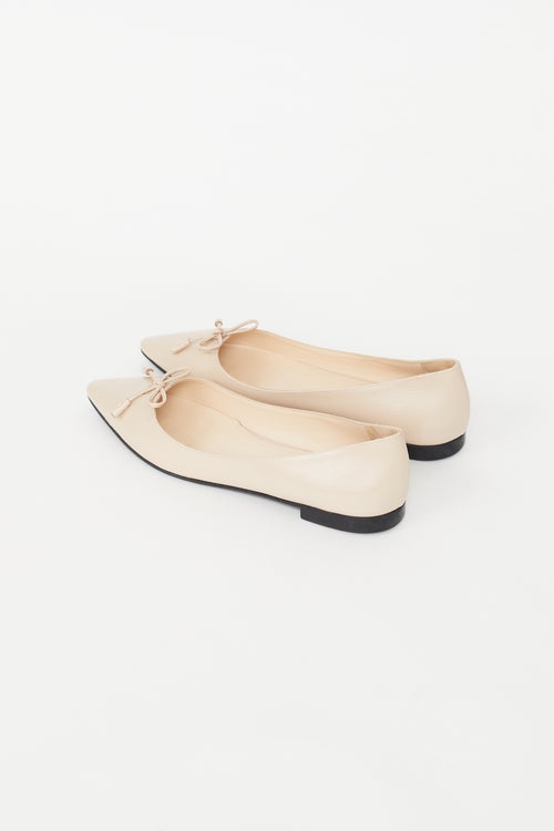 Prada Beige Patent Pointed Toe Ballet Flat