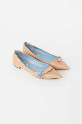 Prada Beige Leather Pointed Toe Flat