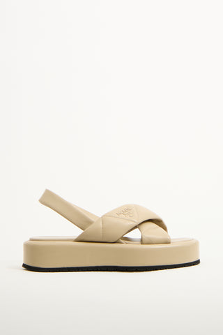 Prada Beige Leather Quilted Slingback Sandal