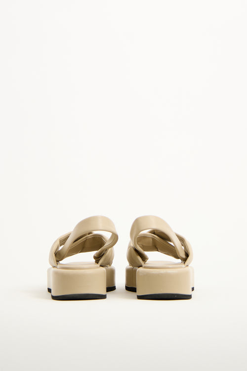 Prada Beige Leather Quilted Slingback Sandal