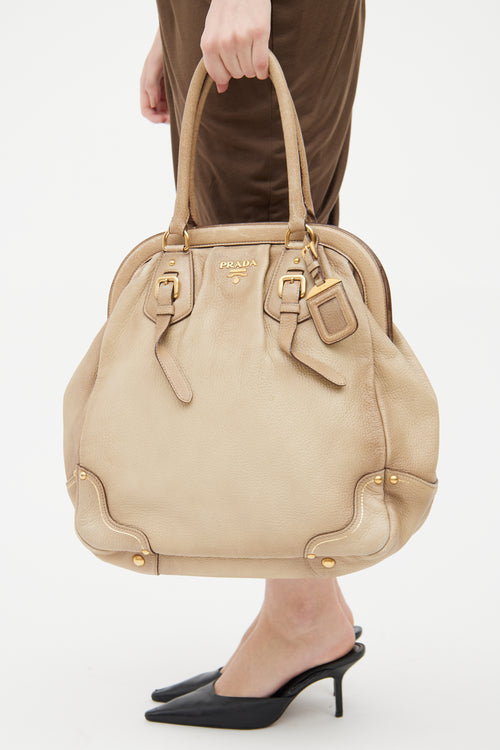 Prada Beige Crevo Antik Frame Bag