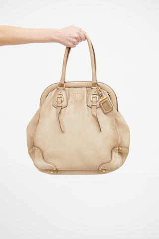 Prada Beige Crevo Antik Frame Bag