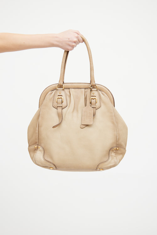 Prada Beige Crevo Antik Frame Bag