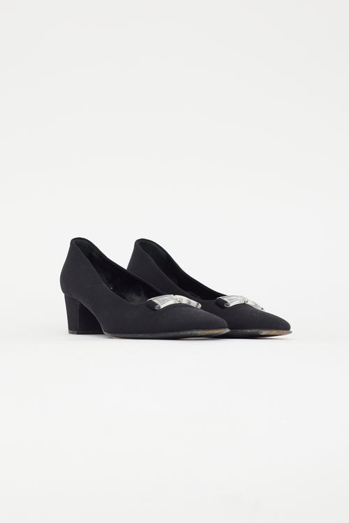 Prada Black Clear Buckle Pump