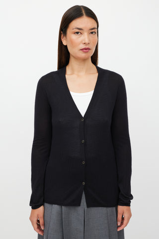 Prada Black Cashmere Knit Cardigan