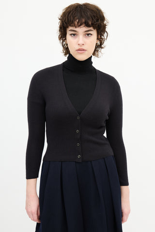 Prada Black Cashmere Knit Cropped Cardigan