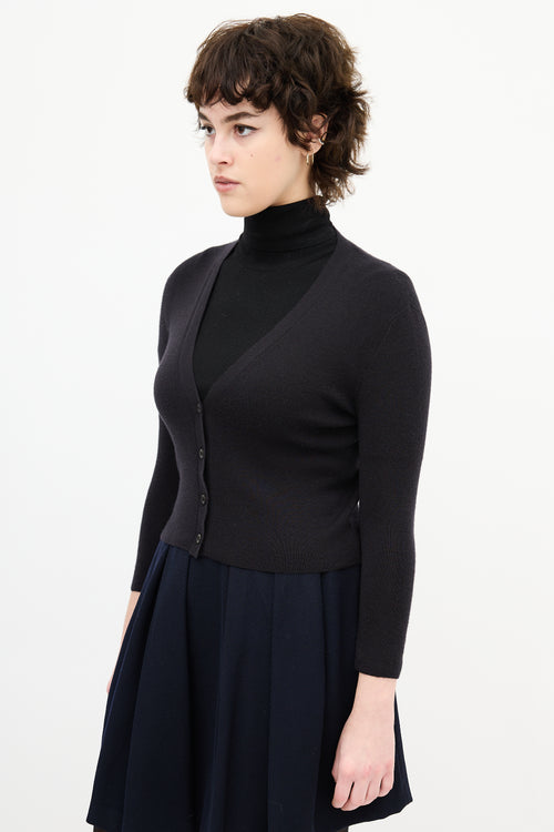 Prada Black Cashmere Knit Cropped Cardigan