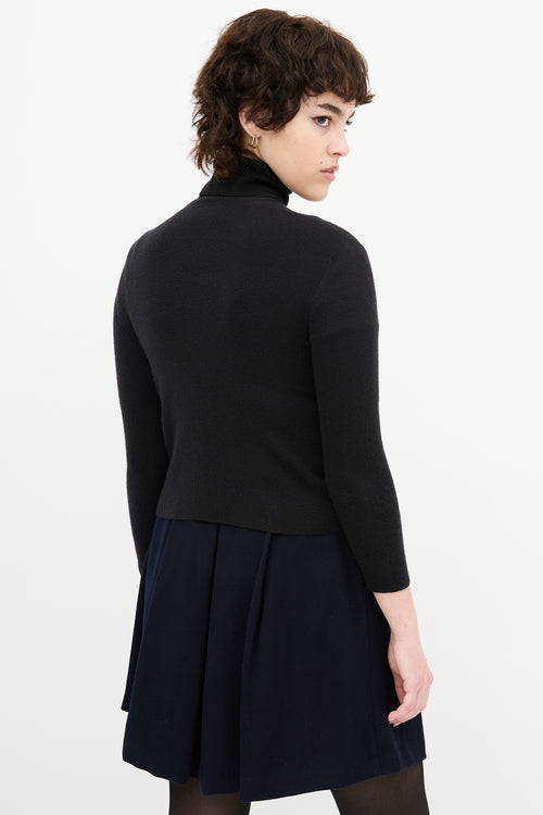 Prada Black Cashmere Knit Cropped Cardigan