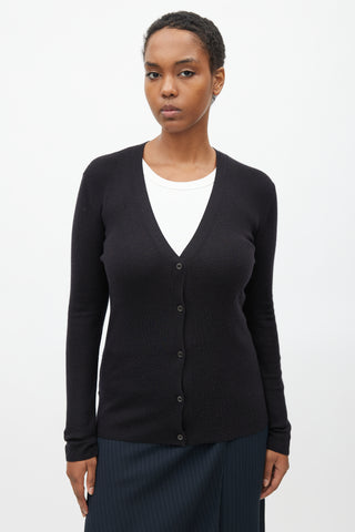 Prada Black Cashmere V-Neck Cardigan