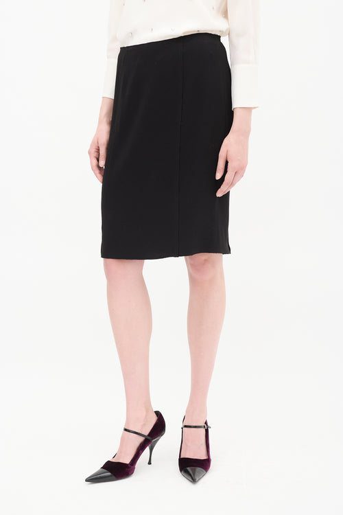 Prada Black Crepe Midi Pencil Skirt