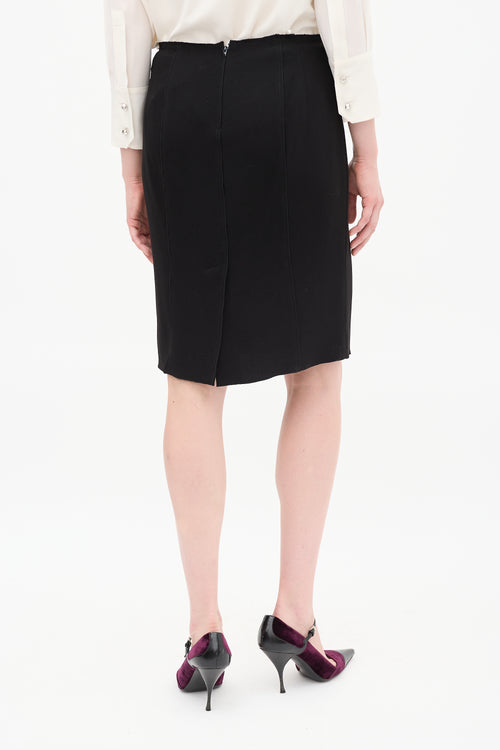 Prada Black Crepe Midi Pencil Skirt