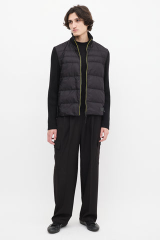 Prada Black Down 
Ribbed Knit Jacket