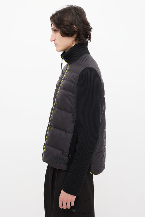 Prada Black Down 
Ribbed Knit Jacket