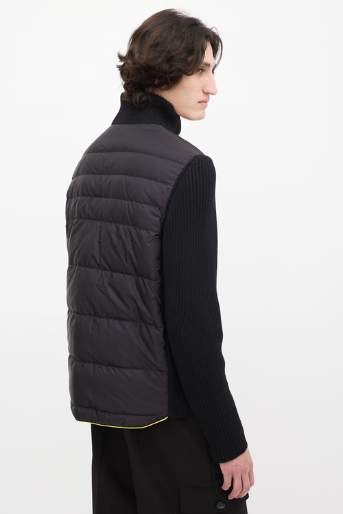 Prada Black Down 
Ribbed Knit Jacket