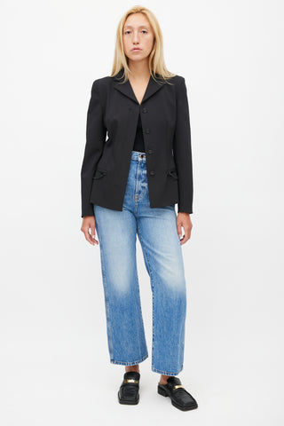 Prada Black Drawcord Darted Blazer