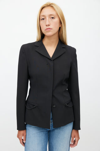 Prada Black Drawcord Darted Blazer