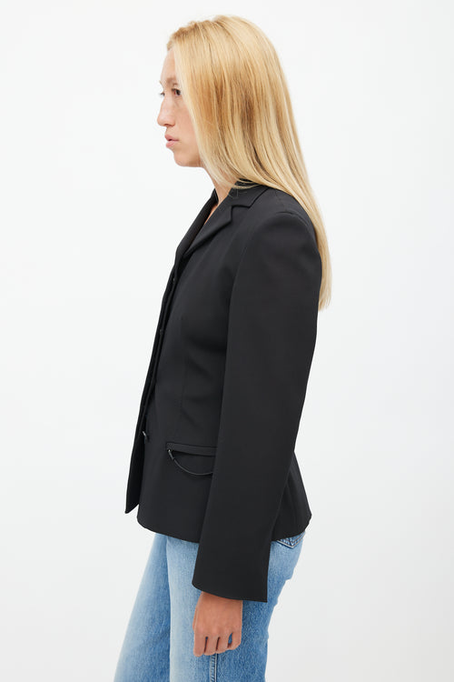 Prada Black Drawcord Darted Blazer