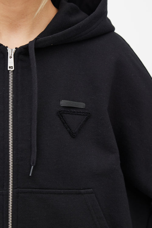 Prada Black Drawstring Zip Hoodie