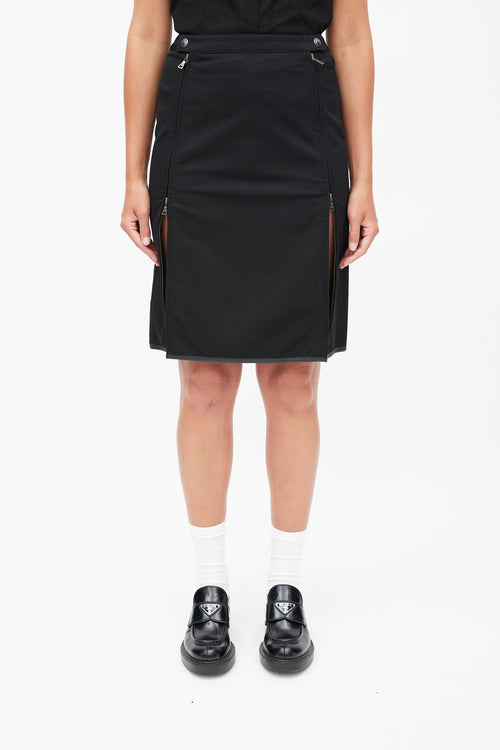 Prada Black Dual Zip Skirt