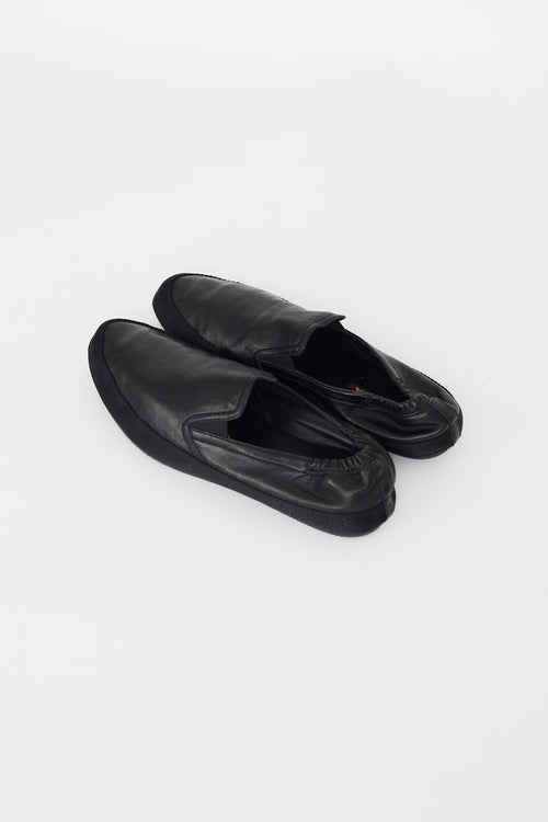 Prada Black Leather Slip On Loafer