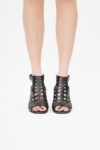 Prada Black Eyelet Cut Out Sandal