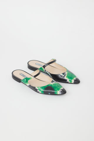 Prada Black 
Green Tie Dye Mule