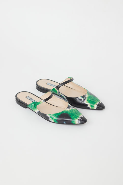 Prada Black 
Green Tie Dye Mule