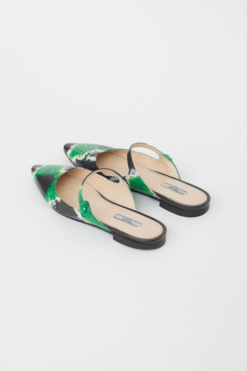 Prada Black 
Green Tie Dye Mule