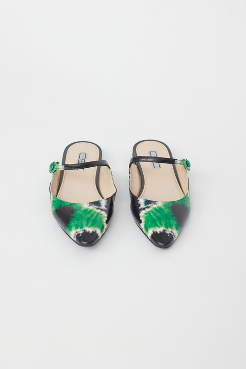 Prada Black 
Green Tie Dye Mule