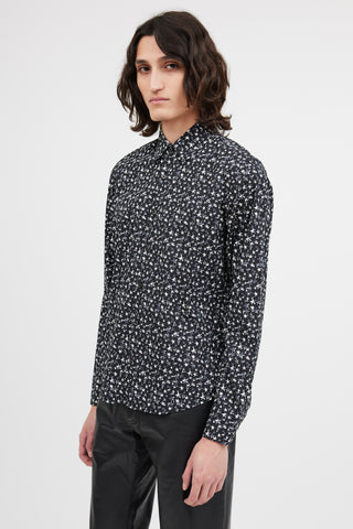 Prada Black 
Grey Star Print Shirt