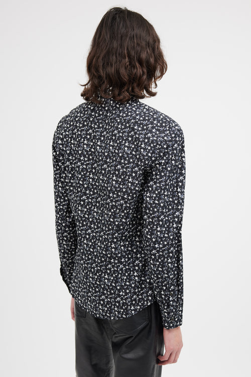 Prada Black 
Grey Star Print Shirt