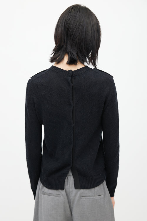 Prada Black Knit Cashmere Bow Cardigan