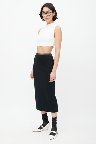 Prada Black Knit Logo Skirt