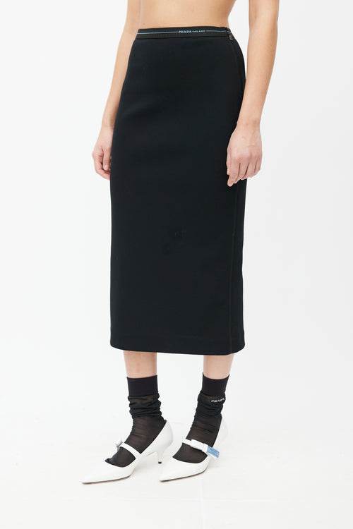 Prada Black Knit Logo Skirt