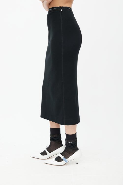 Prada Black Knit Logo Skirt