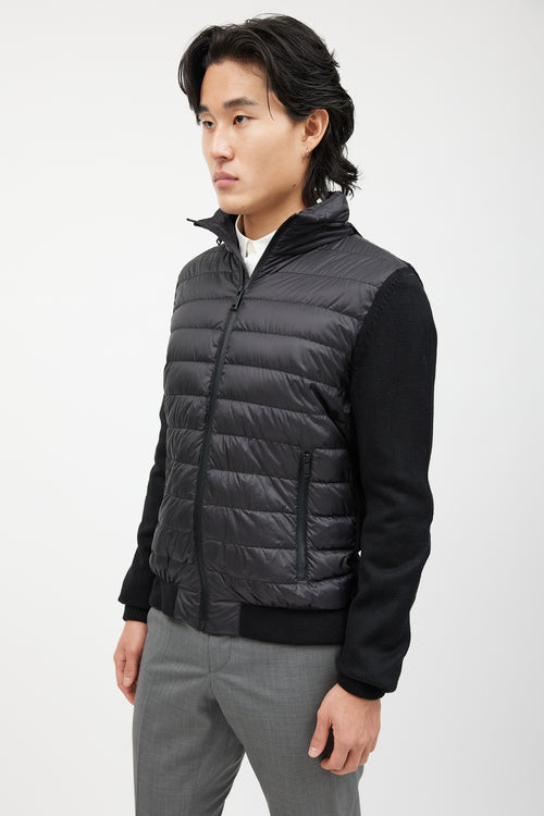 Prada Black Knit Quilted Down Jacket