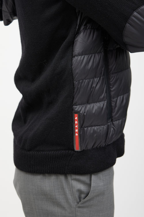 Prada Black Knit Quilted Down Jacket