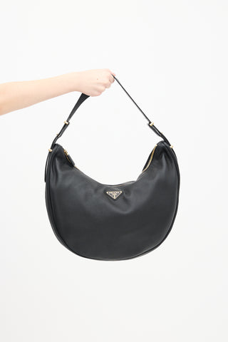 Prada Black Leather Arqué Bag