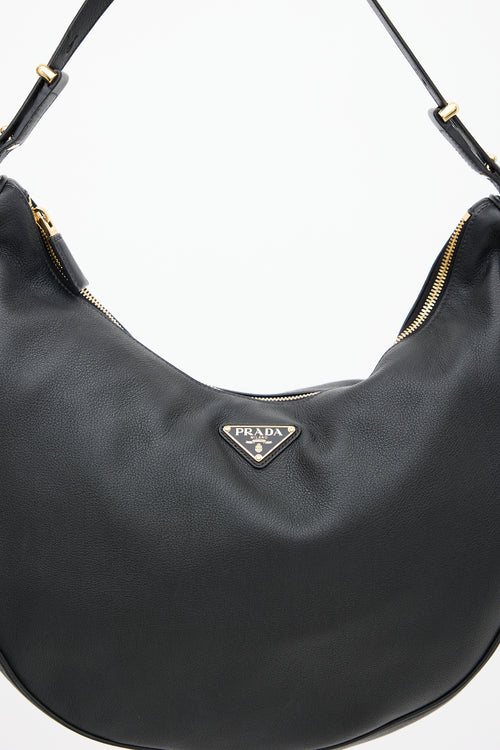 Prada Black Leather Arqué Bag