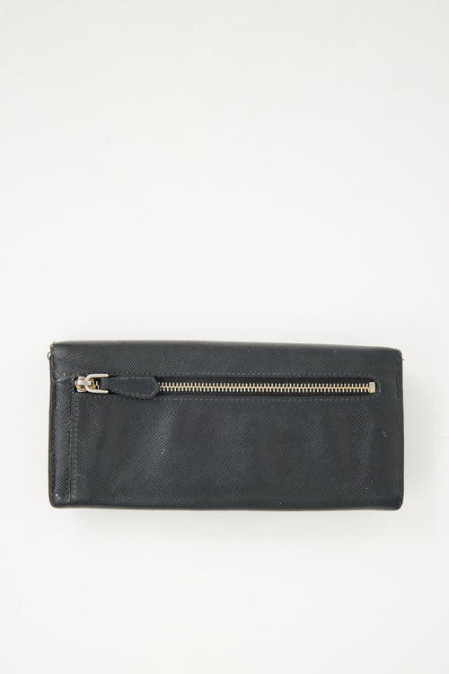 Prada Black Saffiano Leather Bow Wallet