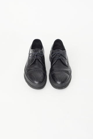 Prada Black Leather Brogue Derby