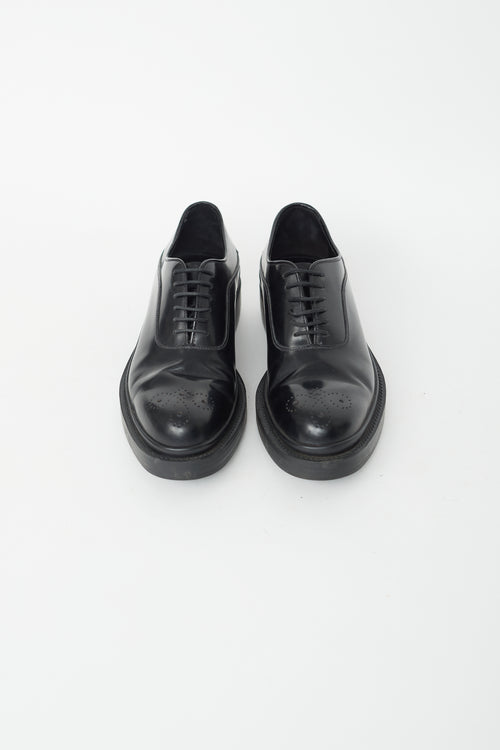 Prada Black Leather Brogue Oxford